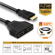 NGLIFE HDMI Male to Dual HDMI 1 Male to 2 Female HDMI Y Splitter Cable - Support Two TVs or Monitor Multi Monitor Adapter for HDMI HD, LED, LCD, TV, HDTV