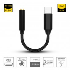 NGLIFE USB Type C Male to 3.5mm Female Jack Adapter - Audio Cable Stereo Earphone Headphone Converter with Realtek DAC Hi-res Noise Reduction chip 44/48KHZ Output for Android Phones