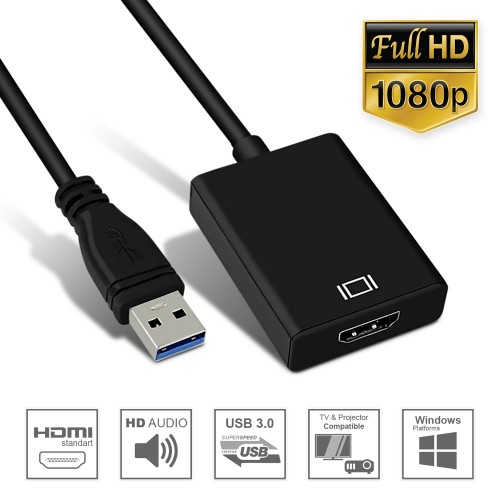 NGLIFE USB 3.0 to HDMI Adapter - with Audio Output Multiple Monitors HD 1080P Video USB Type A Cable for Laptop HDTV TV PC with Windows XP / 10/8.1/8 / 7 [ NO MAC & Vista ]