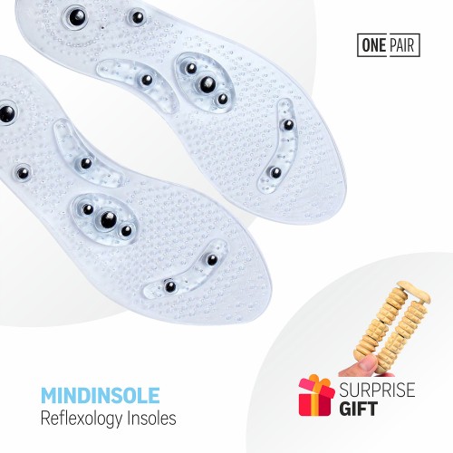 Mindinsole Magnetic Reflexology Medical Pain Relief Washable Foot Massage Insoles Fits All 