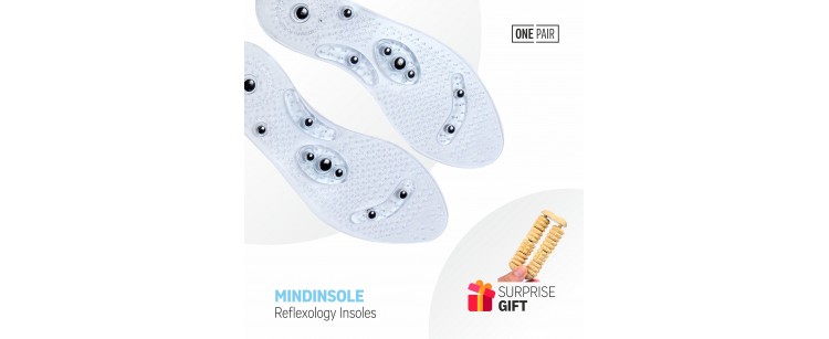 Mindinsole Magnetic Reflexology Medical Pain Relief Washable Foot Massage Insoles Fits All 