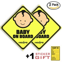 NGLIFE Best See-Thru Baby On Board Car Safety Sticker - Decals Unobstructed View, Stays On, Works with Tinted Window, Removable and Will Not Fade - Gift Baby ID Sticker (Pack of 2) 