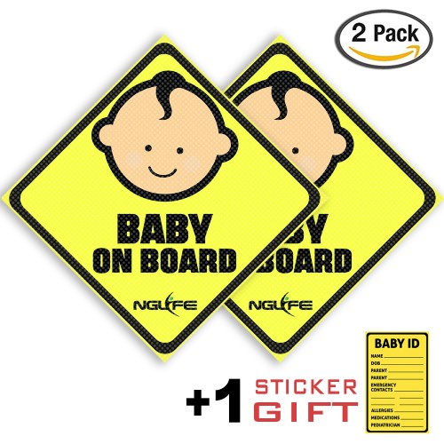 NGLIFE Best See-Thru Baby On Board Car Safety Sticker - Decals Unobstructed View, Stays On, Works with Tinted Window, Removable and Will Not Fade - Gift Baby ID Sticker (Pack of 2) NGLIFE Best See-Thru Baby On Board Car Safety Sticker - Decals Unobstructed View, Stays On, Works with Tinted Window, Removable and Will Not Fade - Gift Baby ID Sticker (Pack of 2)